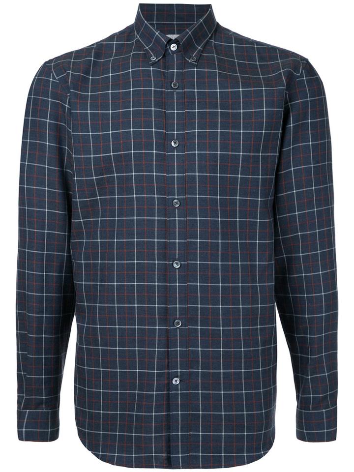 Gieves & Hawkes - Plaid Shirt - Men - Cotton/cashmere - M, Blue, Cotton/cashmere