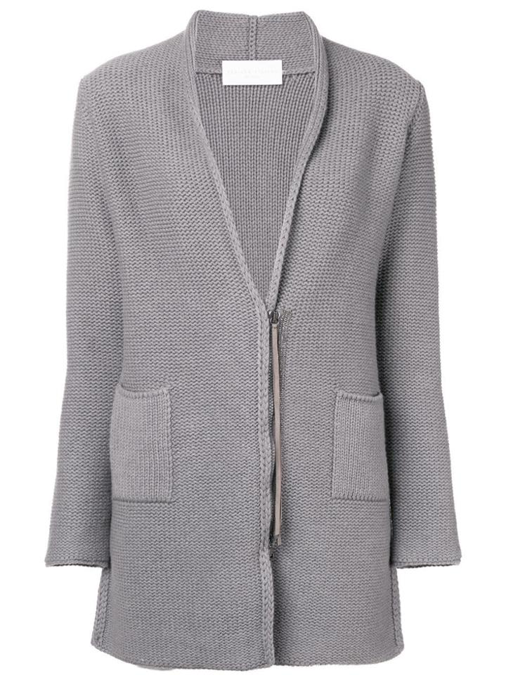 Fabiana Filippi Bead Embellished Long Cardigan - Grey
