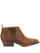 Buttero Leopard Heeled Ankle Boots - Brown