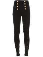 Balmain Front Button Trousers, Women's, Size: 38, Black, Cotton/spandex/elastane