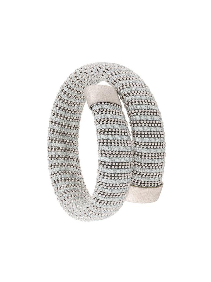 Carolina Bucci Thread Wrapped Bracelet Stack - Metallic