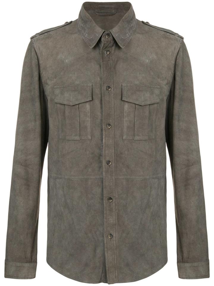 Desa 1972 Chest Pockets Suede Shirt - Grey