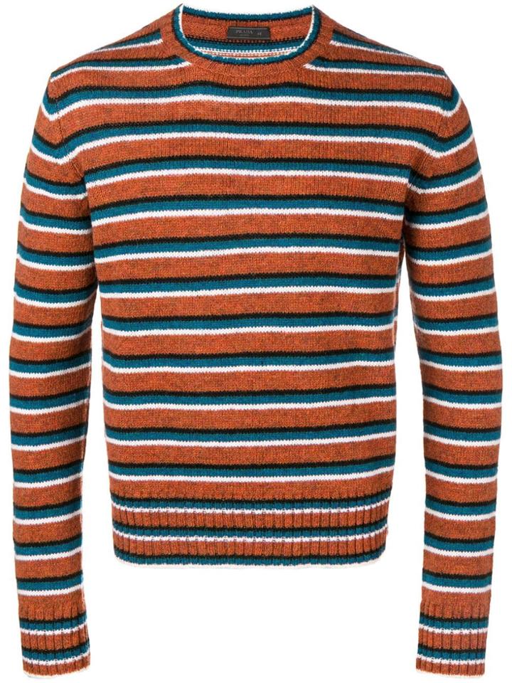 Prada Horizontal Stripe Jumper - Orange