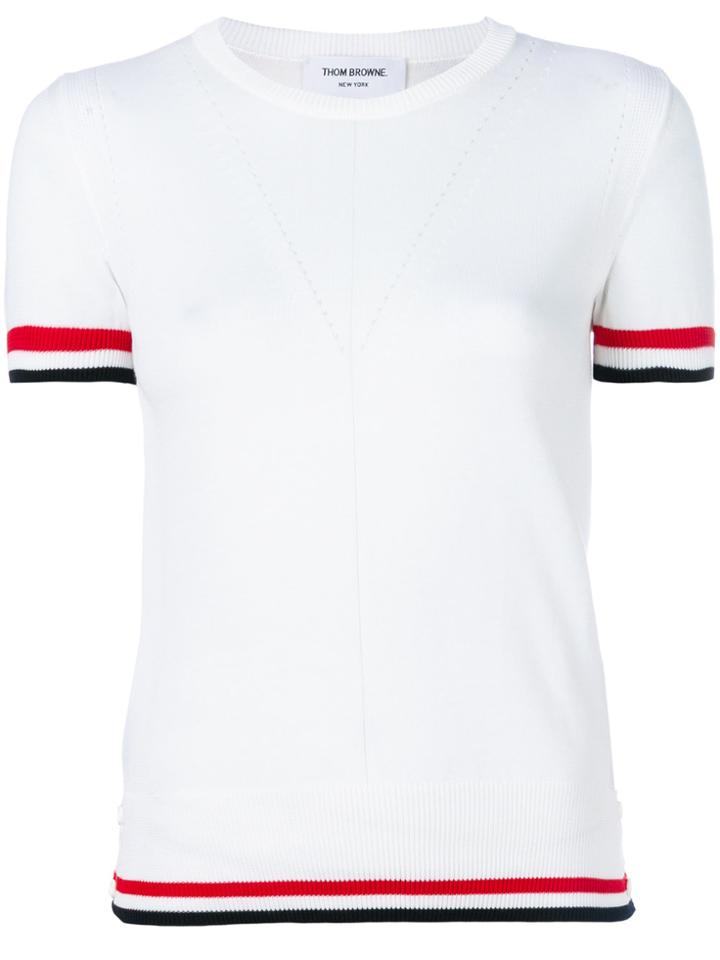 Thom Browne Contrast Trim T-shirt - White