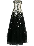 Oscar De La Renta Sequin Embellished Gown - Black