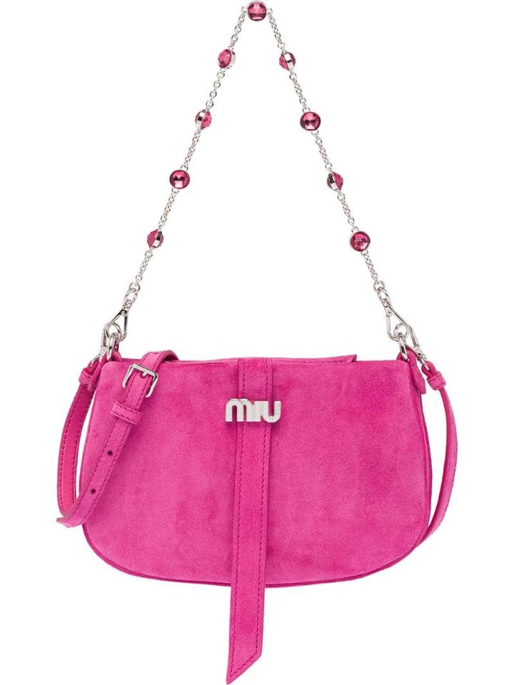 Miu Miu Embellished-strap Shoulder Bag - Pink