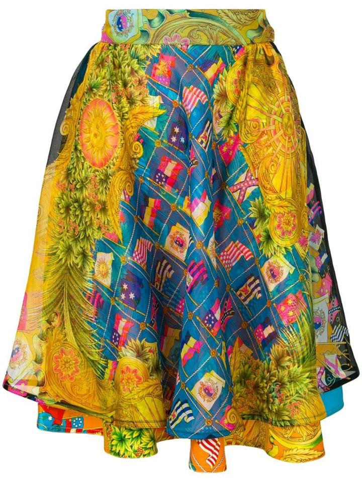Versace Pre-owned Miami Flag Printed Skirt - Multicolour