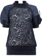 Sacai - Puff Sleeved Lace Sweatshirt - Women - Cotton/nylon/rayon - 1, Women's, Black, Cotton/nylon/rayon