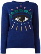 Kenzo Eye Jumper, Women's, Size: Large, Blue, Cotton/metallic Fibre