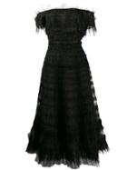 Marchesa Off Shoulder Tulle Dress - Black