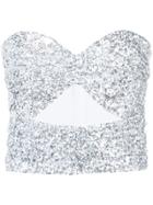 Attico Sequinned Strapless Top - Silver