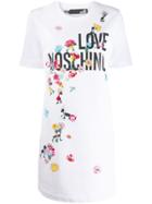 Love Moschino Flower And Ant Print T-shirt Dress - White