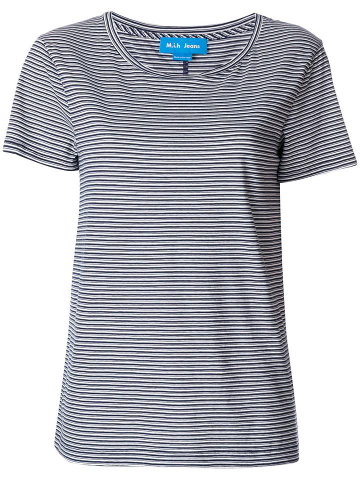 Mih Jeans - Scoop-neck Striped T-shirt - Women - Cotton - Xs, Blue, Cotton