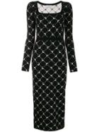 Marine Serre Intarsia Pattern Fitted Dress - Black