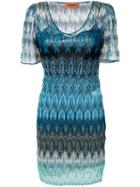 Missoni Knitted V-neck Dress - Blue