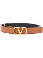 Valentino V Logo Belt - Brown