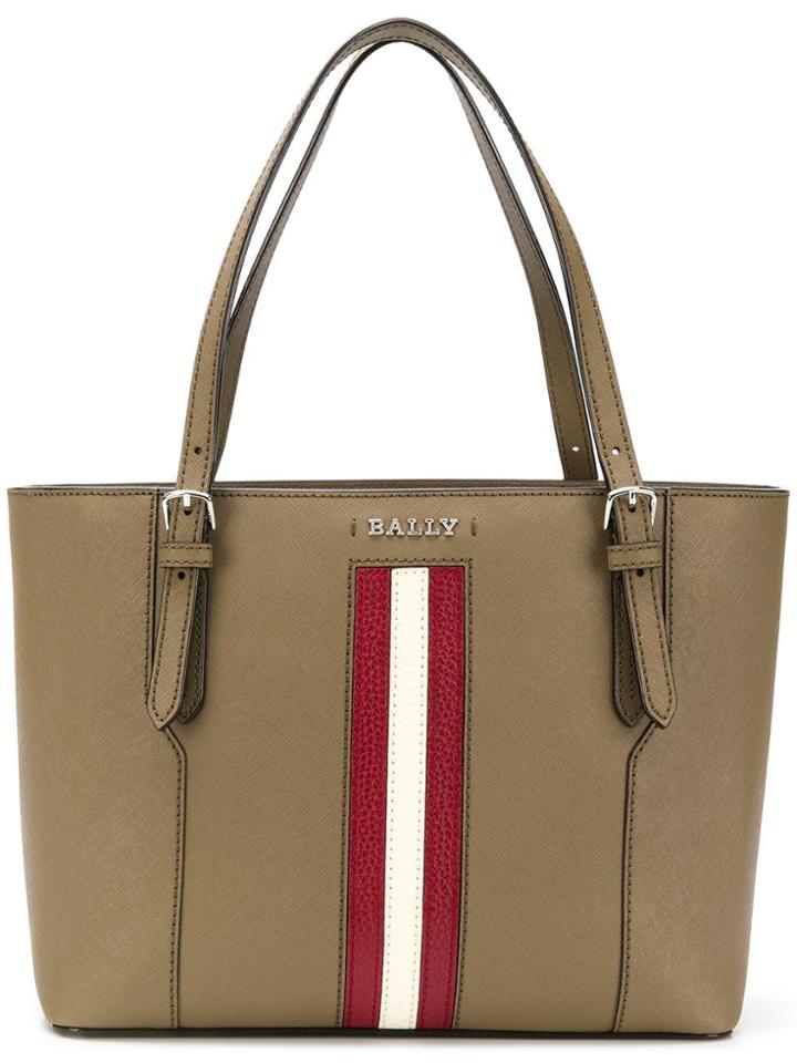 Bally Stripe Detail Tote Bag - Green