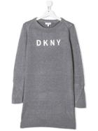 Dkny Kids Teen Knitted Logo Jumper Dress - Grey