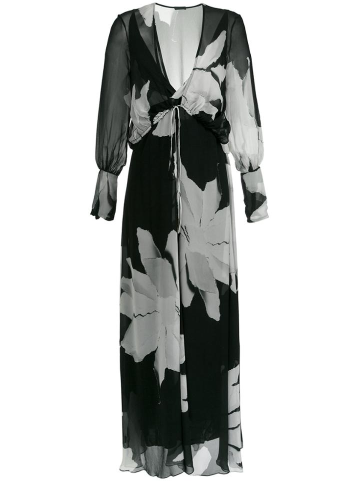 Osklen Flower Torn Silk Dress - Black