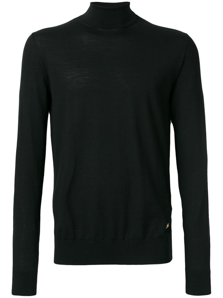 Versace Turtleneck Slim-fit Jumper - Black