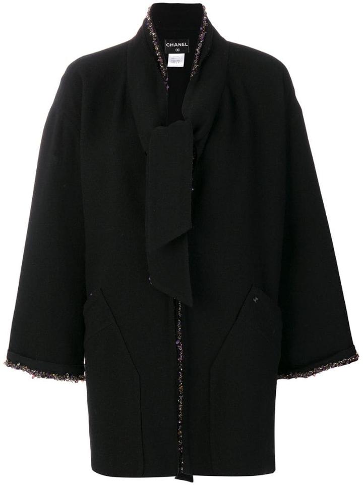 Chanel Pre-owned Beaded Midi Coat - Black