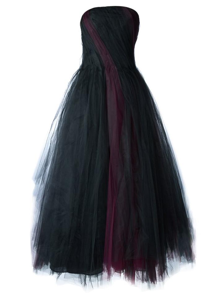 Oscar De La Renta Pleated Tulle Gown, Women's, Size: 6, Black, Nylon/silk