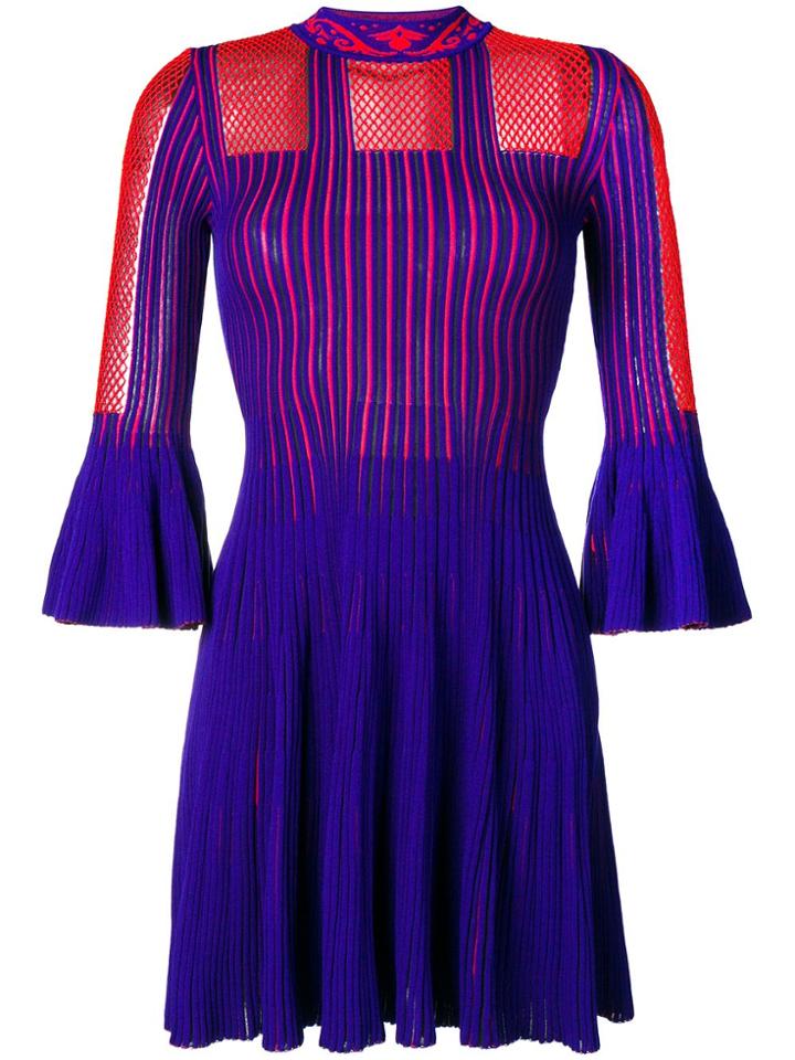 Versace Short-sleeve Knitted Dress - Blue