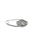 Sonia Rykiel Crystal Embellished Safety Pin Brooch - Metallic
