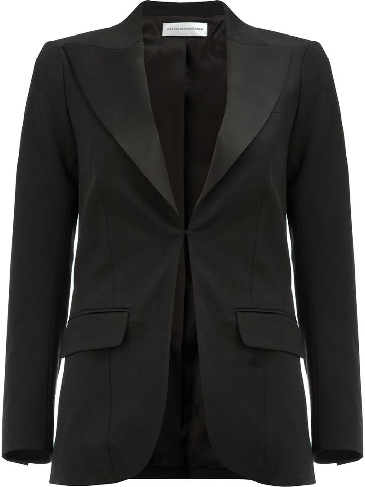 Faith Connexion Peaked Lapel Blazer, Women's, Size: 36, Black, Polyamide/polyester/spandex/elastane/virgin Wool