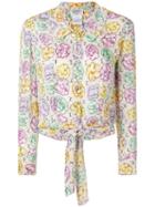 Chanel Pre-owned Flower Pattern Long Sleeve Silk Shirts - White