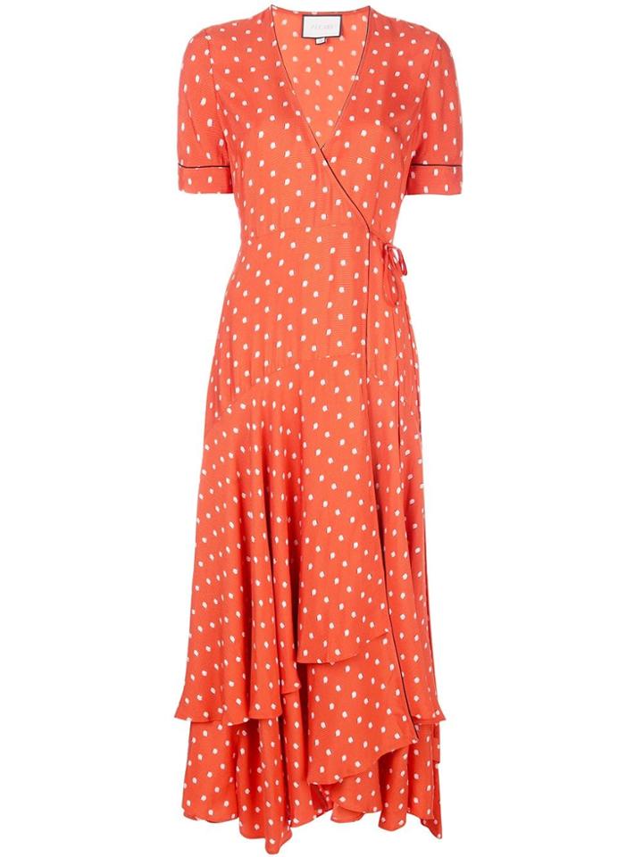 Alexis Dot Print Wrap Dress - Orange