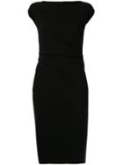 Paule Ka Cap Sleeve Fitted Dress - Black