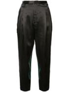 Toga - Contrast Drop Crotch Trousers - Women - Acetate/rayon - 34, Black, Acetate/rayon