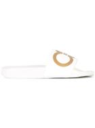 Salvatore Ferragamo Groove Pool Slides - White