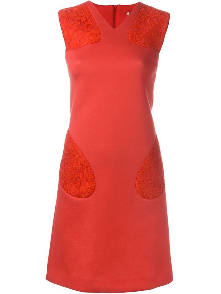 Christopher Kane Floral Lace Panel Dress, Women's, Size: Large, Red, Modal/viscose/polyurethane/polyamide