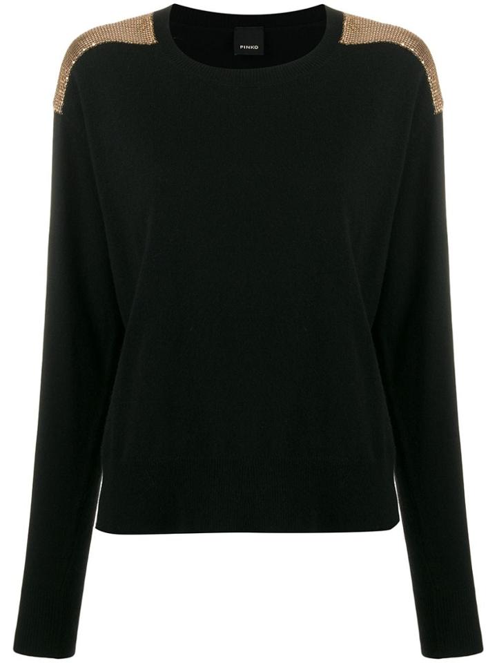 Pinko Sequin Panel Long-sleeve Jumper - Black