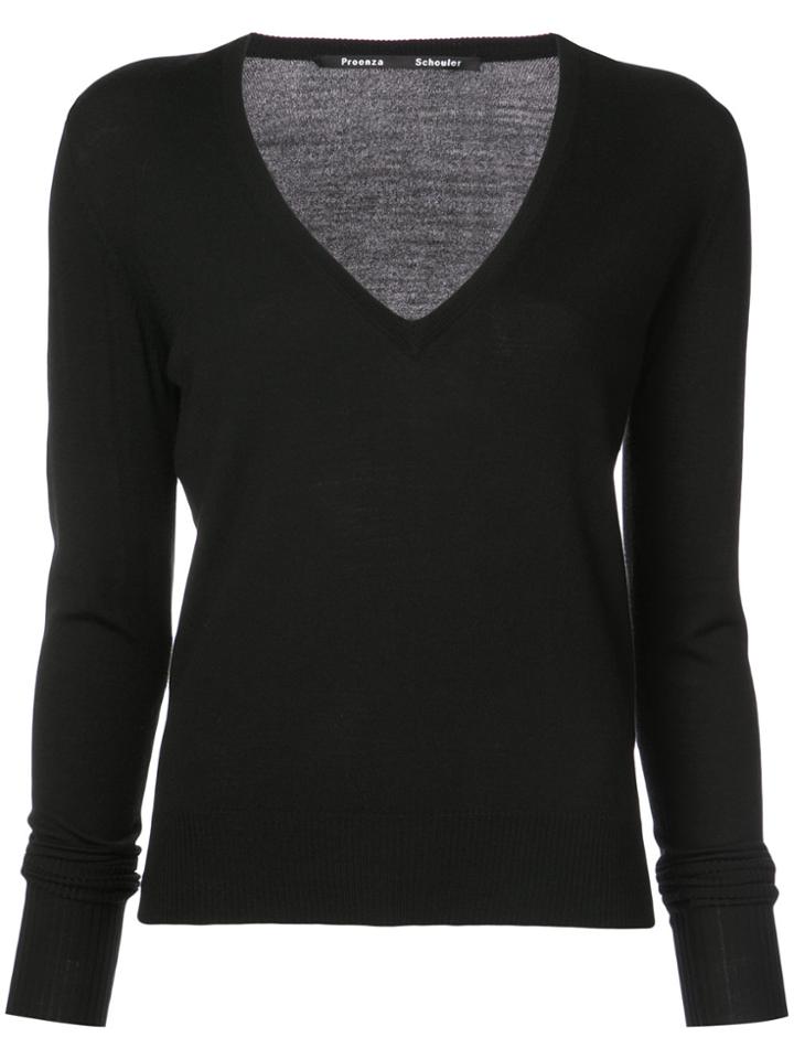 Proenza Schouler Merino V-neck - Black
