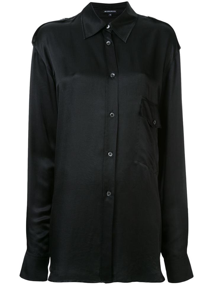 Ann Demeulemeester Plain Longline Shirt - Black