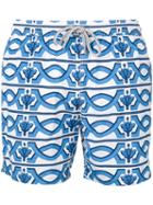 Capricode - Geometric Print Swim Shorts - Men - Nylon - Xl, White, Nylon