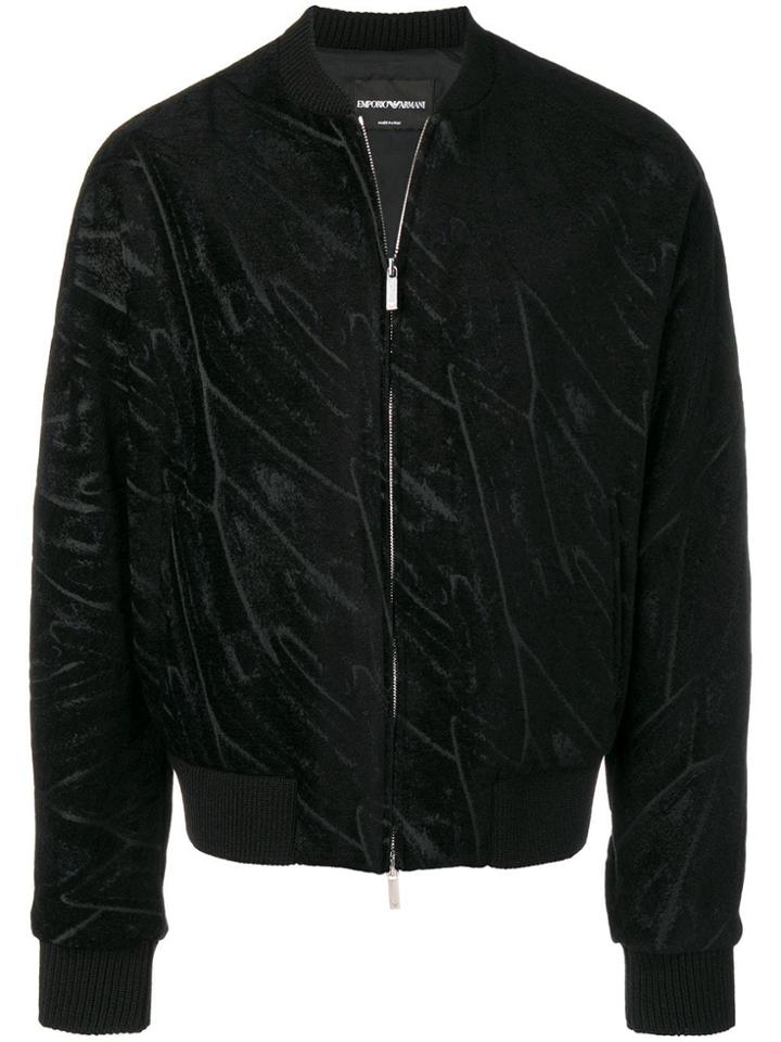 Emporio Armani Patterned Bomber Jacket - Black