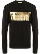 Versace Jeans Metallic Logo Print Top - Black