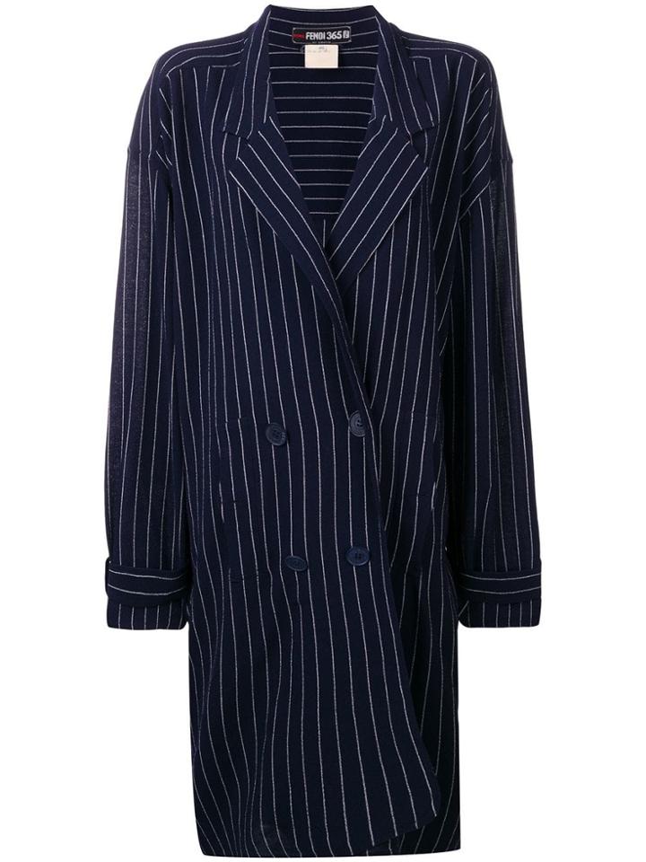 Fendi Vintage 1980's Striped Coat - Blue