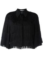 Stella Mccartney - Cropped Fringe Shirt - Women - Silk/viscose - 40, Black, Silk/viscose