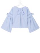 Lapin House Bow Striped Blouse - Blue