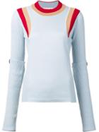 Marni Colour Block Ribbed Jumper, Women's, Size: 38, Blue, Virgin Wool