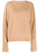 Pinko Embellished Sleeve Sweater - Brown