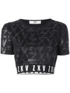 Versus Tonal Pattern Cropped T-shirt - Black