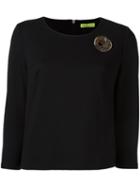 Versace Jeans Logo Plaque Cropped Sweatshirt, Women's, Size: 44, Black, Cotton/polyamide/spandex/elastane/modal