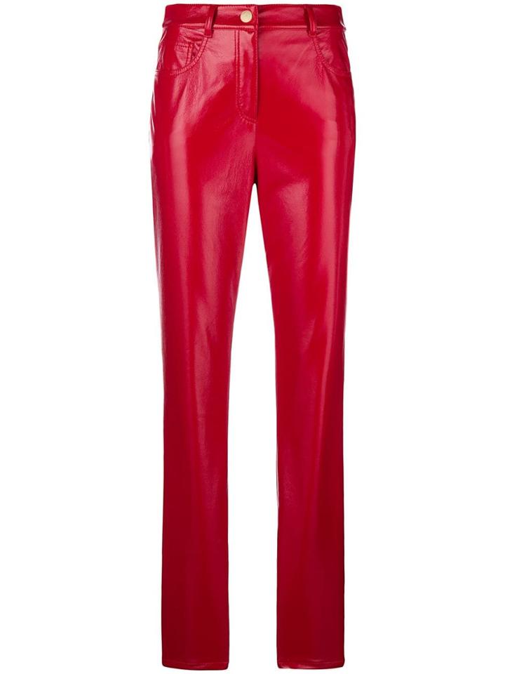 Alberta Ferretti Slim Fit Faux-leather Trousers - Red