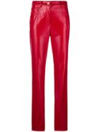 Alberta Ferretti Slim Fit Faux-leather Trousers - Red